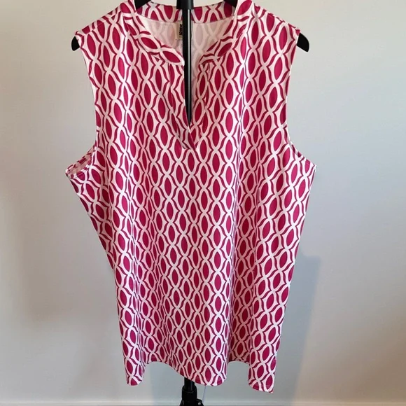 Anne Klein Pink and White Geometric Sleeveless Top XL - Picture 1 of 5